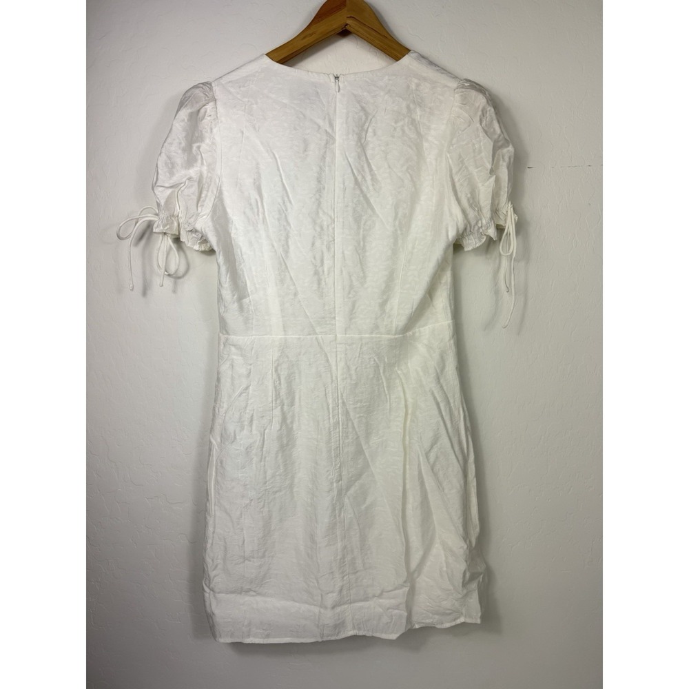 Petal & Pup White Puff Sleeve Mini Dress Women's US 6 Cottage core Jacquard - Picture 7 of 10